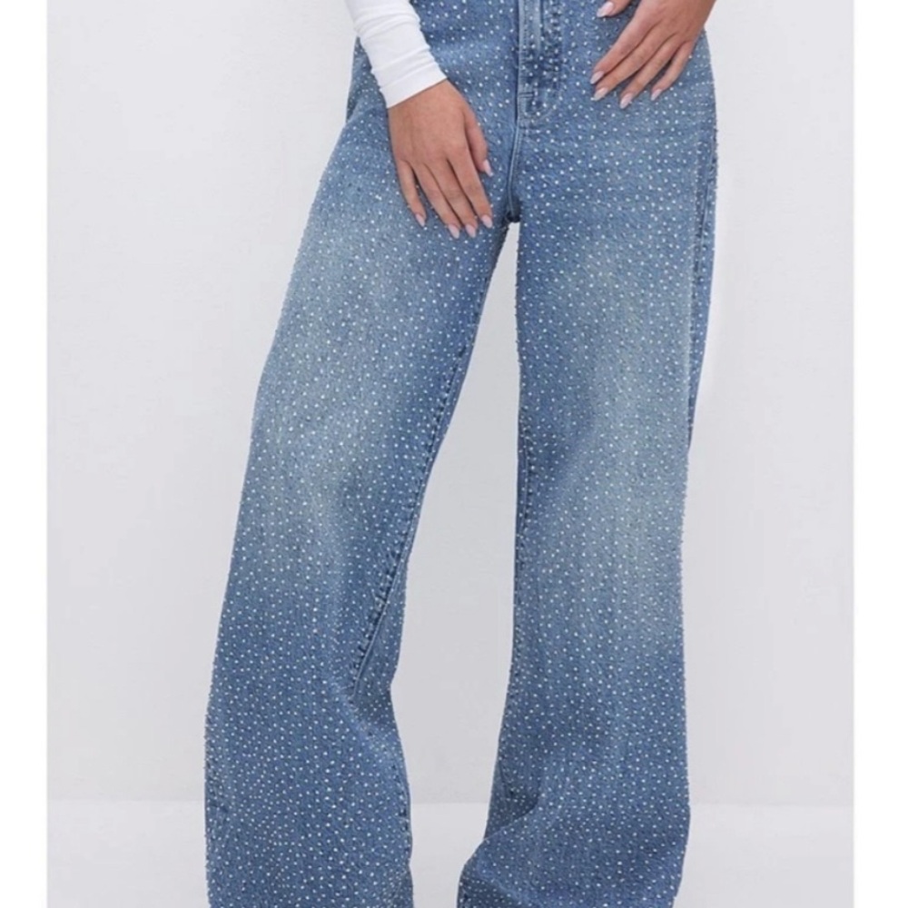 Good American Good Ease Rhinestone Women's Jeans Size 4 EUC